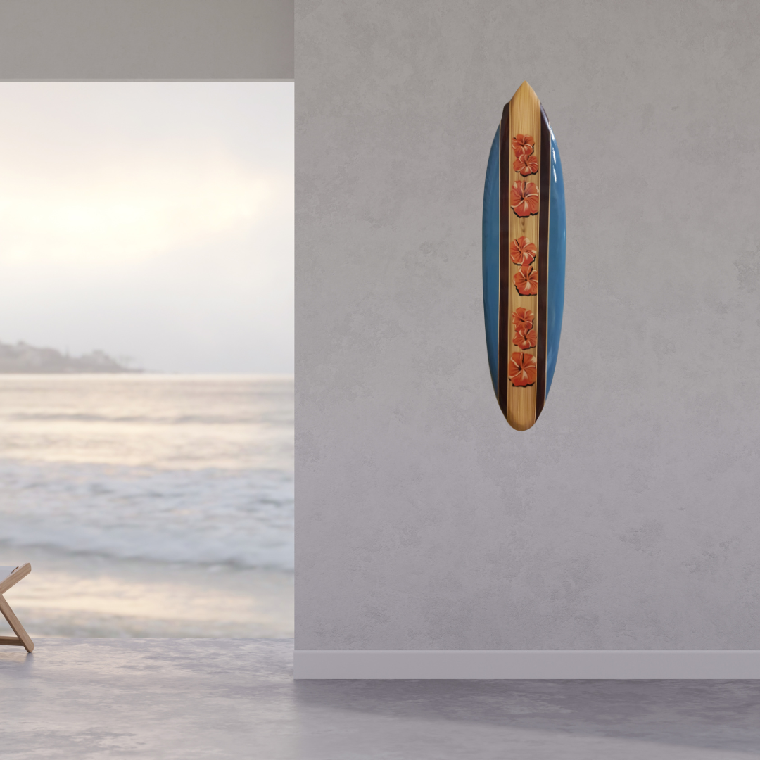 Hibiscus Flower Surf Board Art 
Style 2 Blue-Orange

