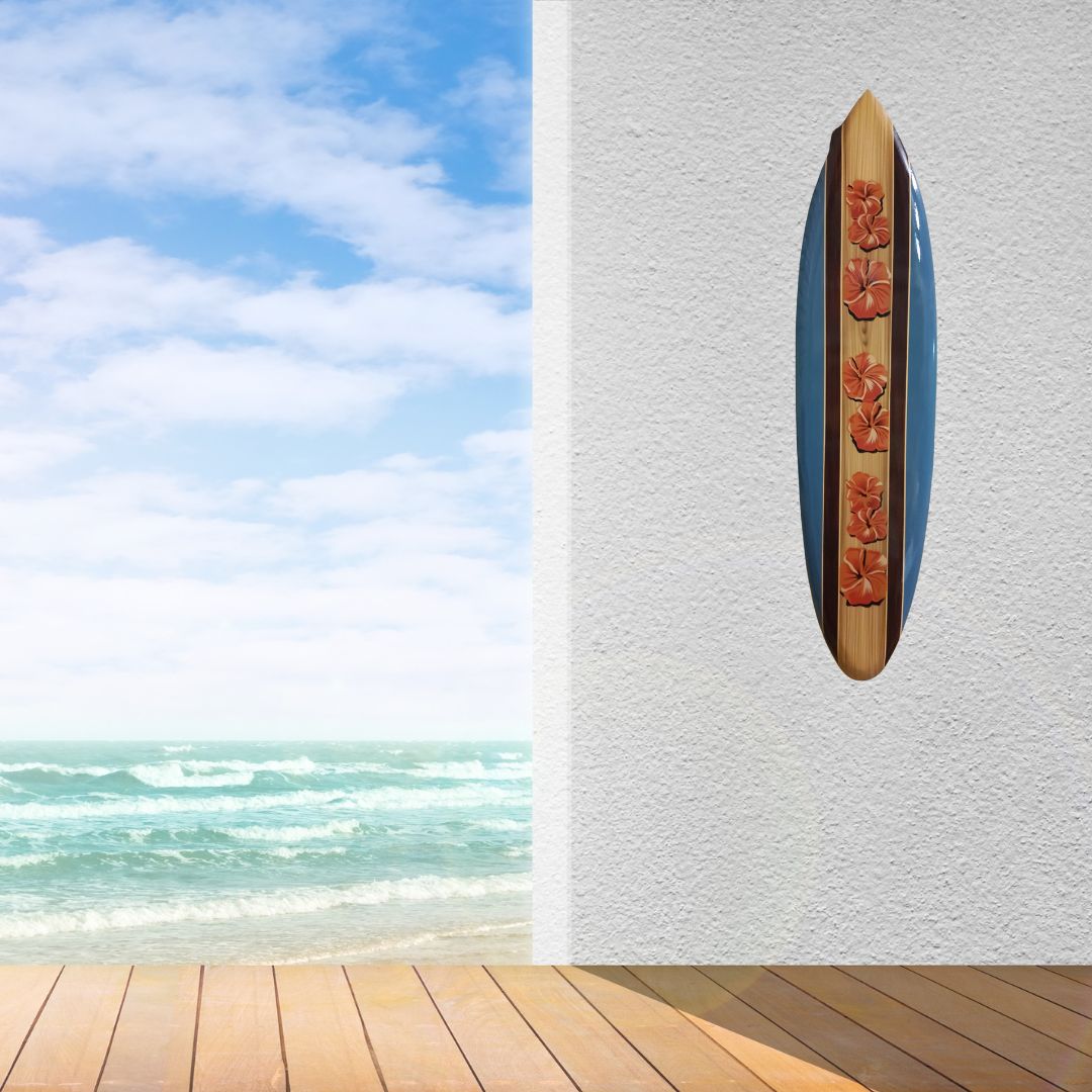 Hibiscus Flower Surf Board Art 
Style 2 Blue-Orange
