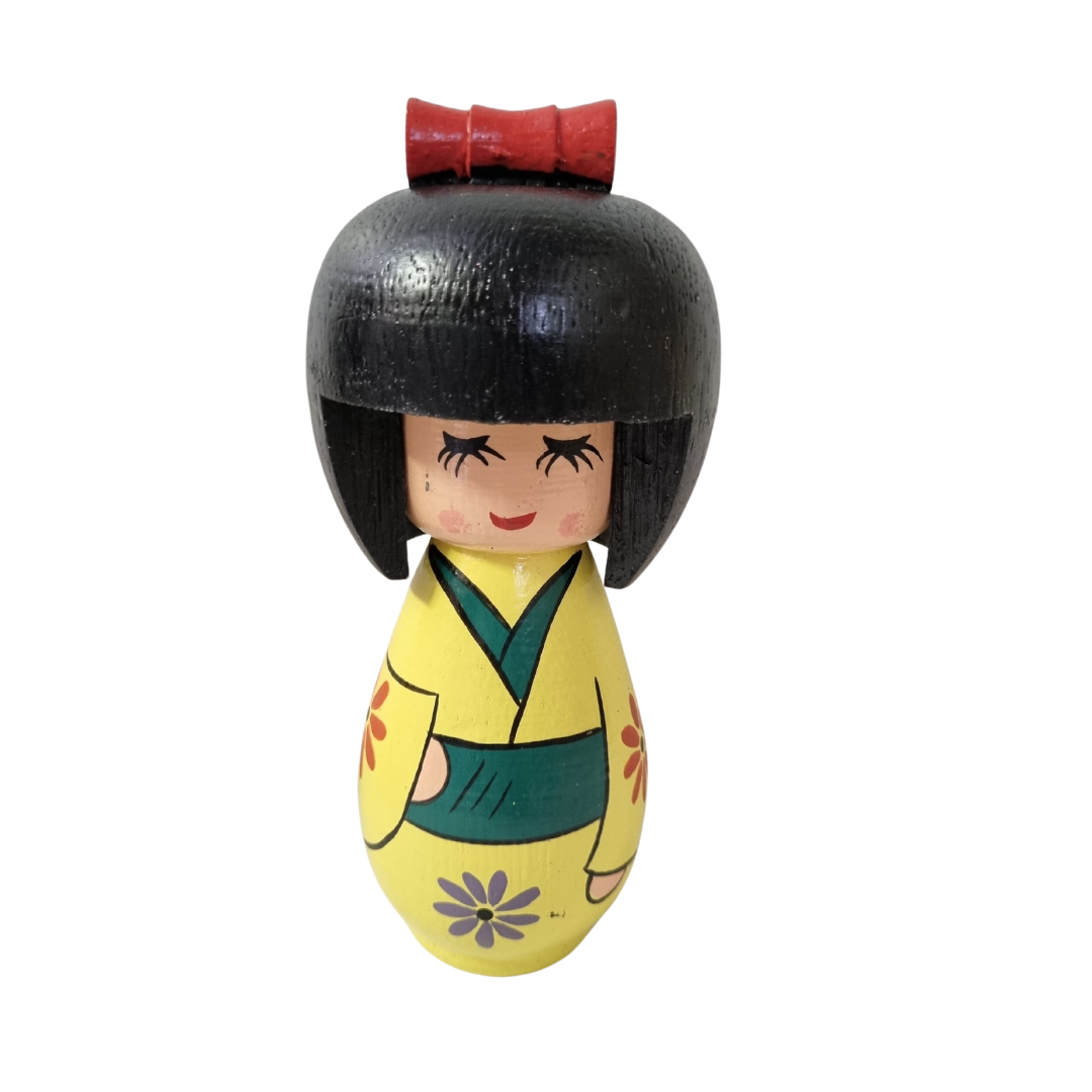 Japanese Wooden Doll yellow