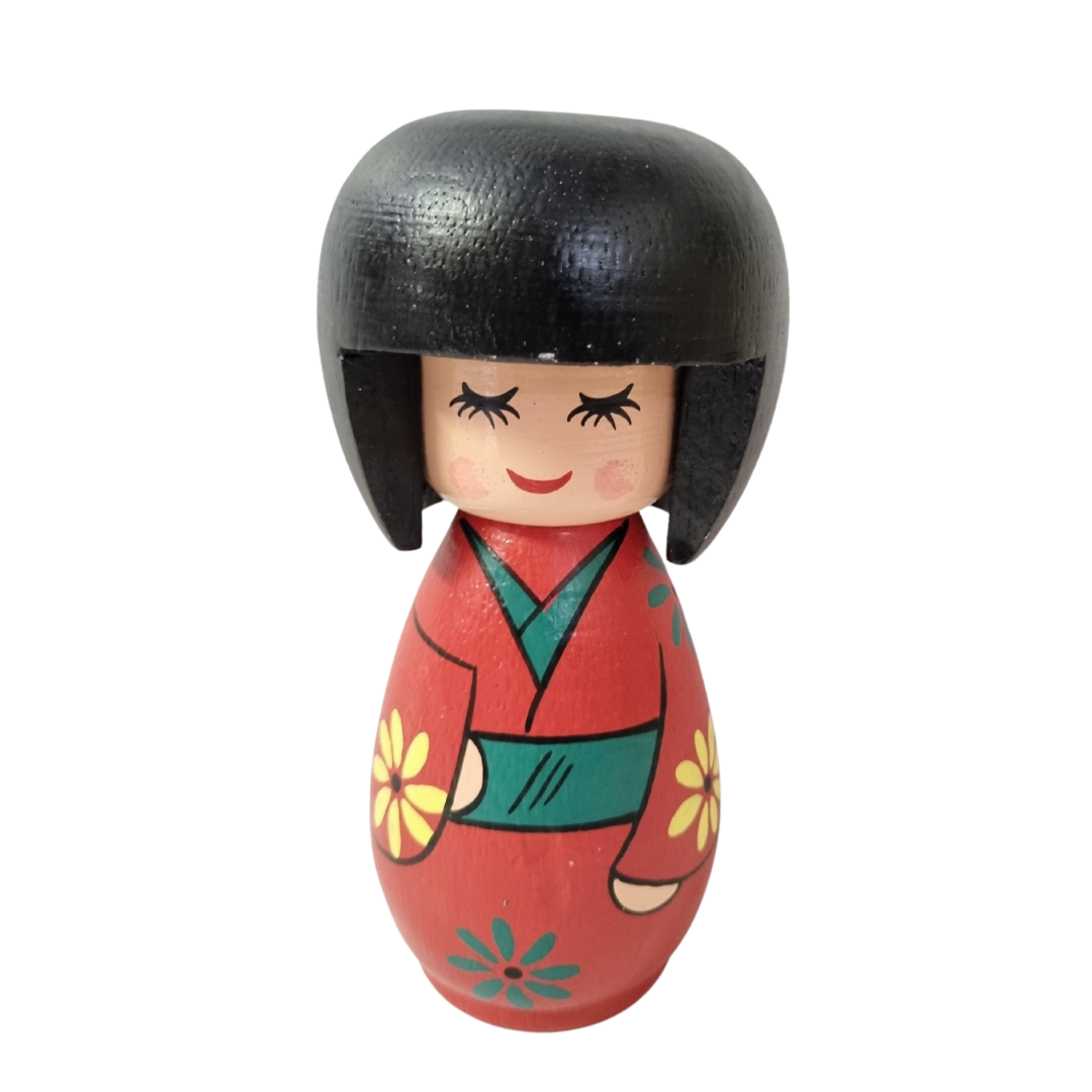 Japanese Wooden Doll Red