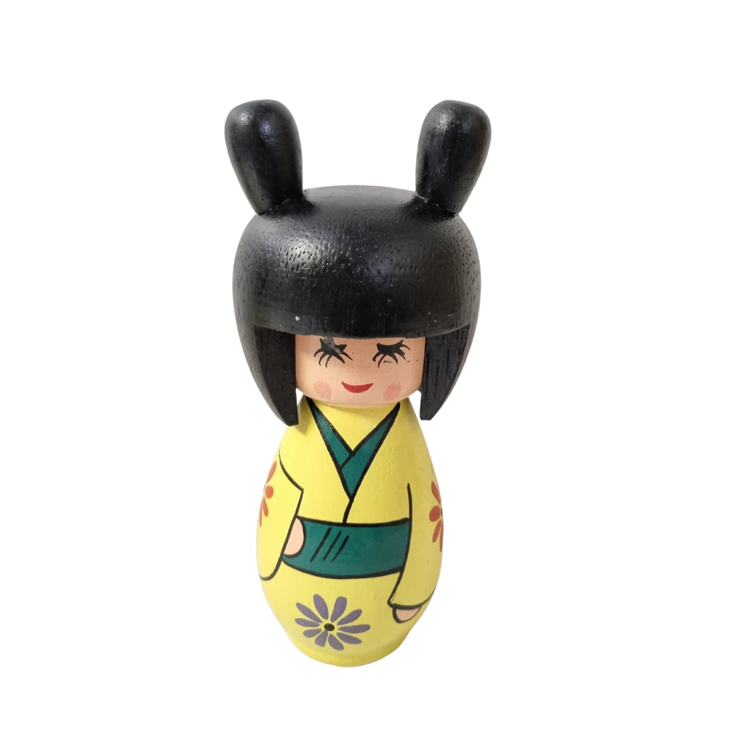 Japanese Wooden Doll yellow
