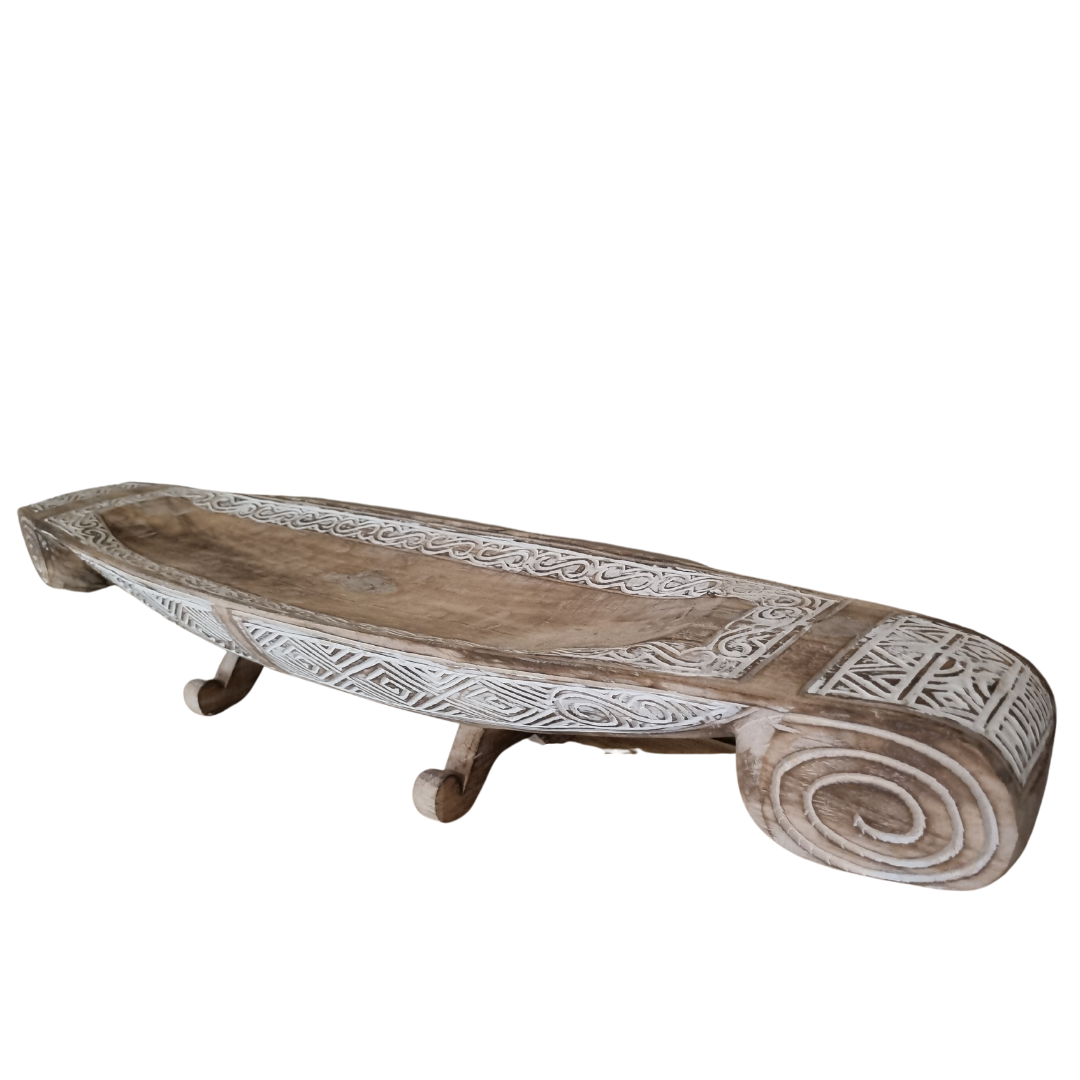 Tribal Whitewash Longboat Tray
