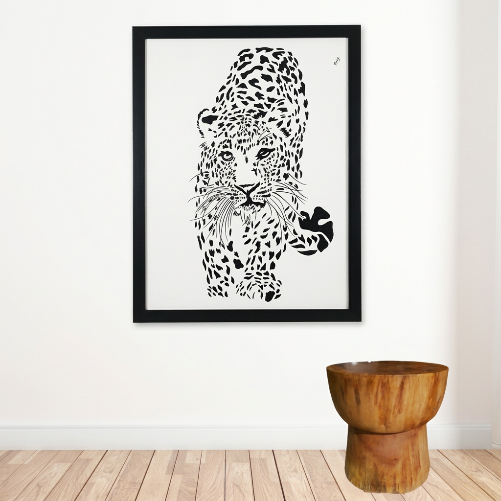 Balinese style Dot art wall decor set in a living room 