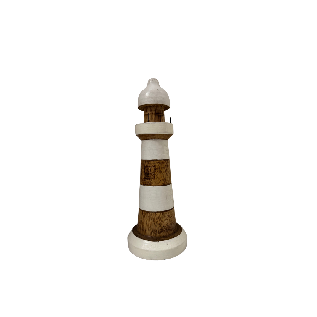 Decorative lighthouse model on a white background