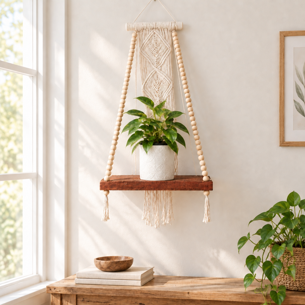 shelf shot near a window above a table 
