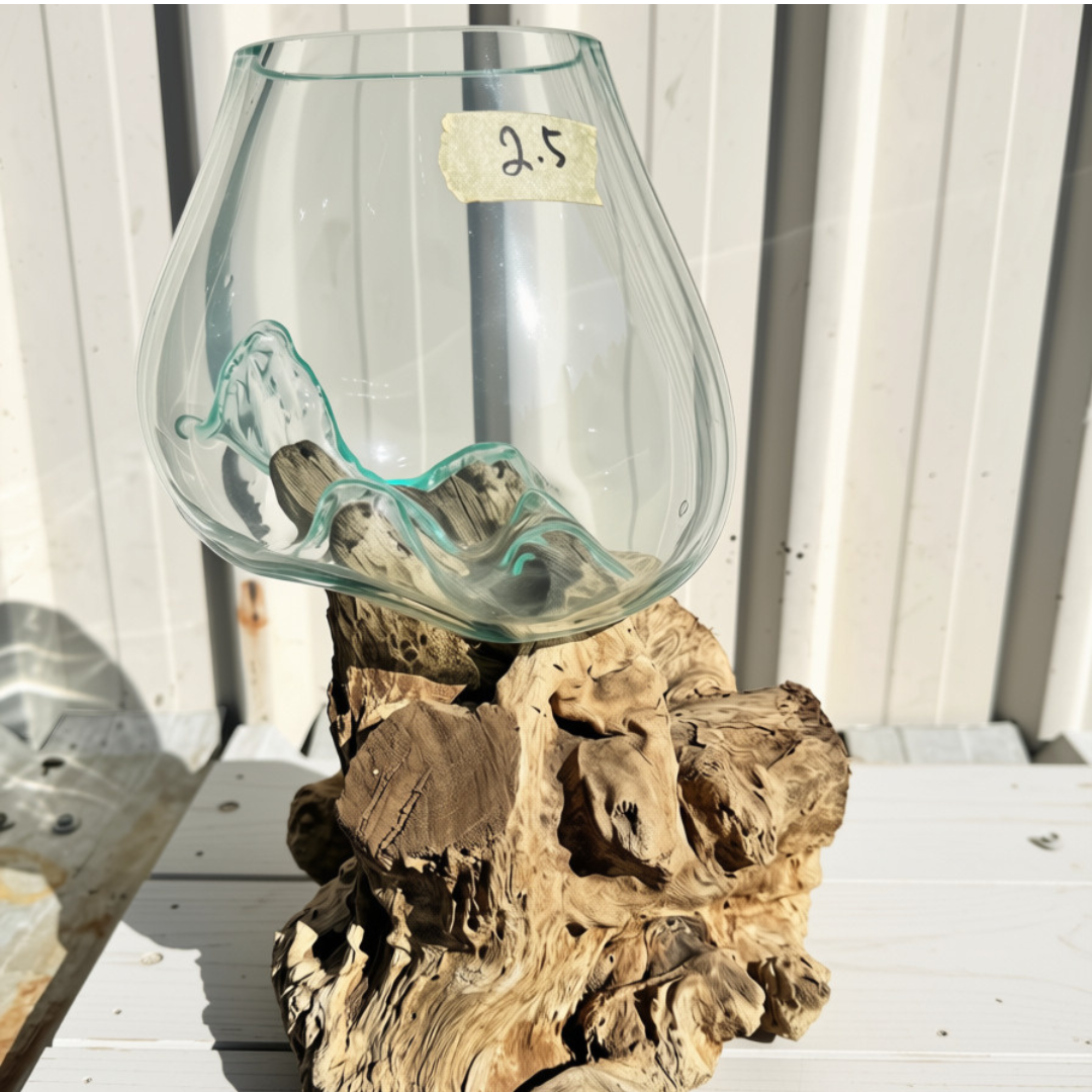 Style 1 – hand-blowns bowl  onto a natural base, coastal boho home décorAZDSLU2.5