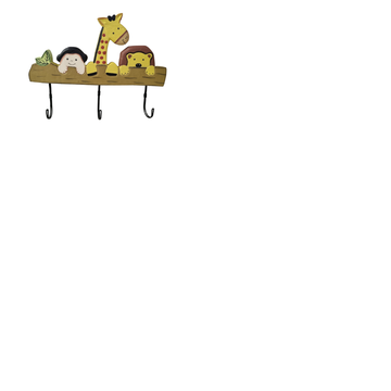 Decorative wall hook with animal figurines on a white background