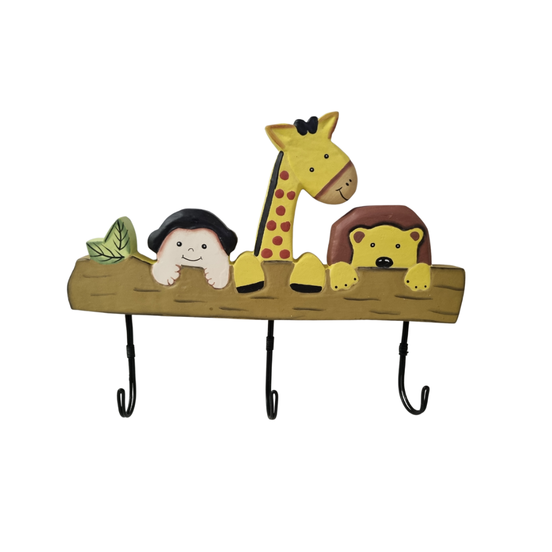 Decorative wall hook with cartoon characters on a white background