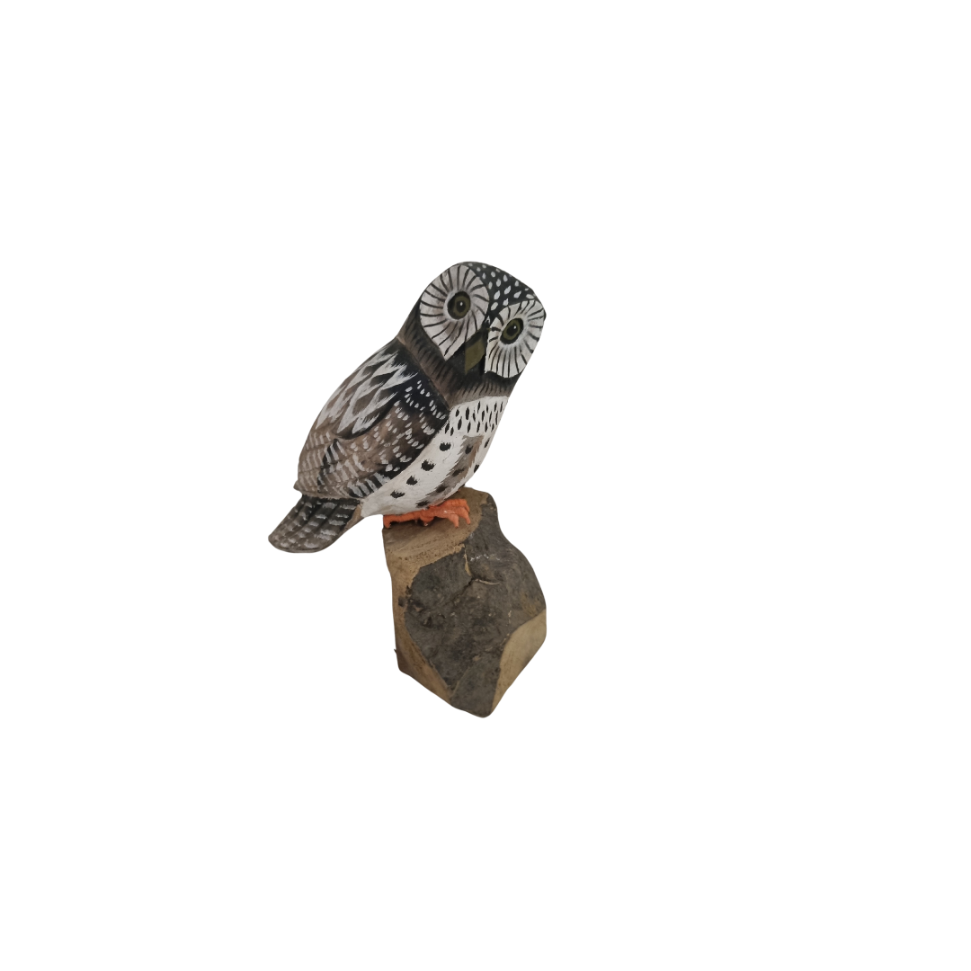 Owl Statue Wooden Carving