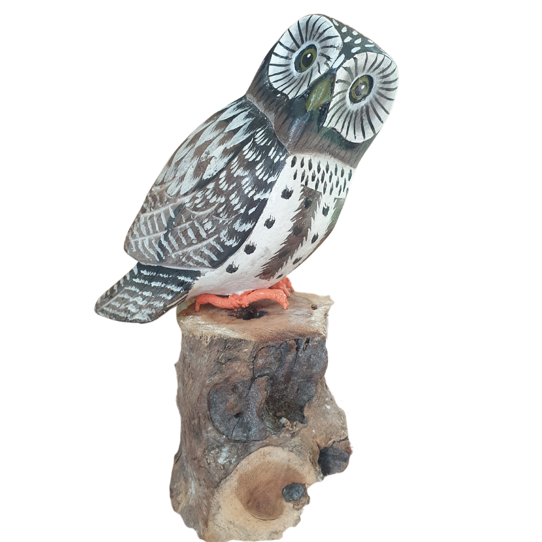 Owl Statue Wooden Carving
