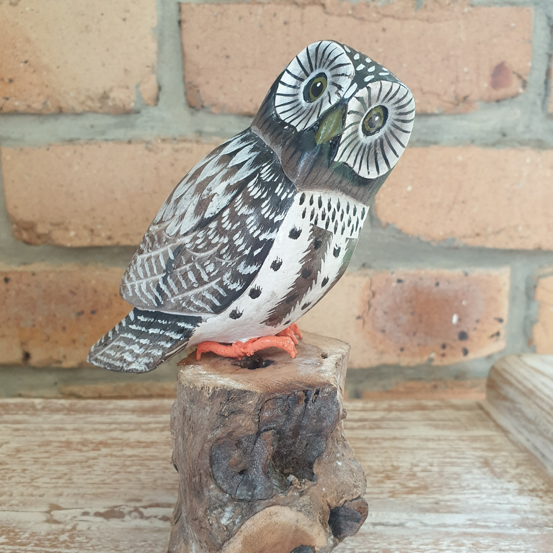 Owl Statue Wooden Carving