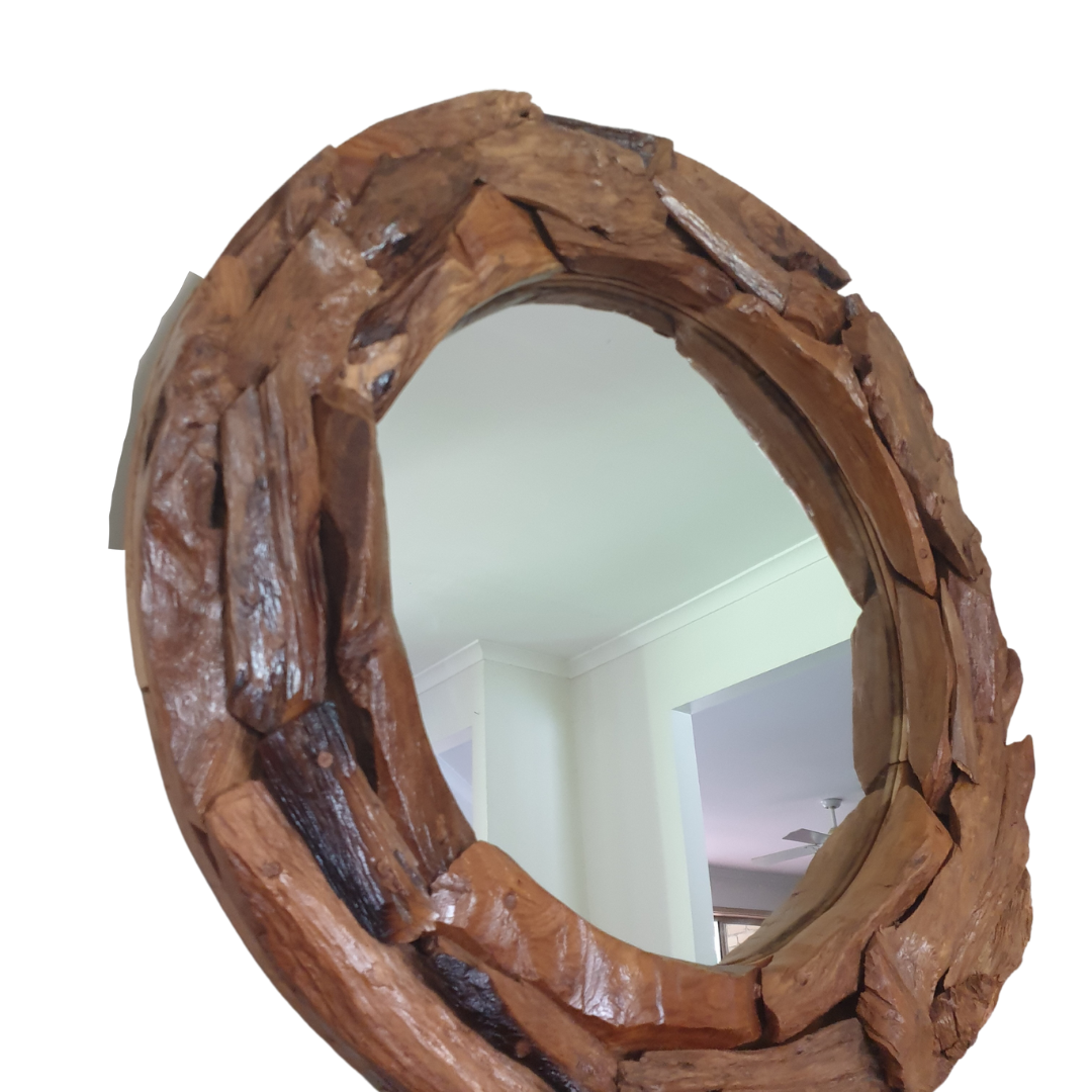 Round Entry Mirror Reclaimed Timber