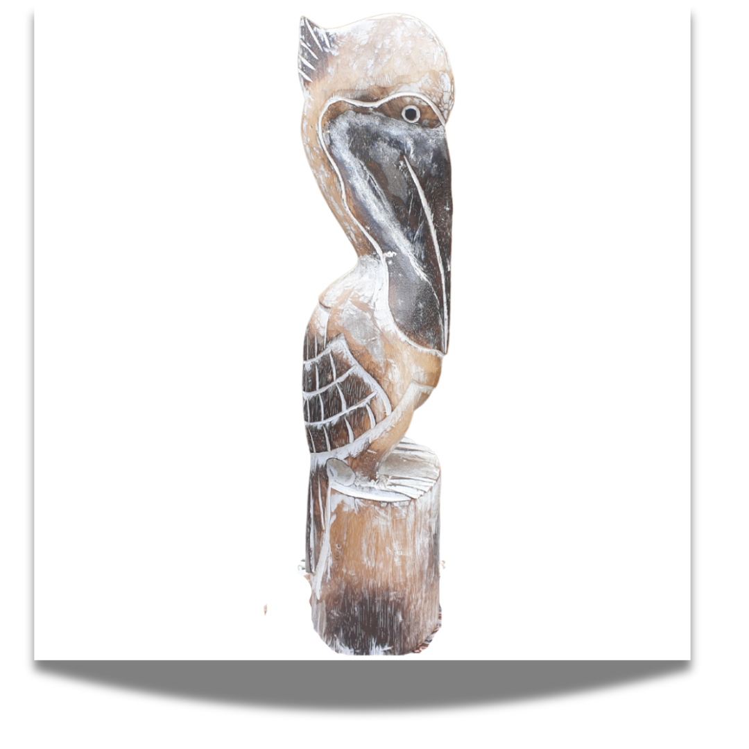 Wooden Pelican Statue Decor Small 60cm