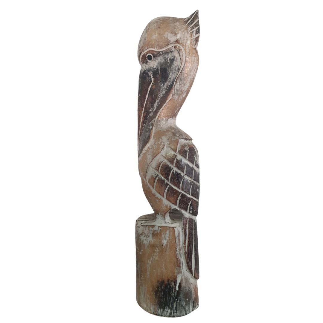 Wooden Pelican Statue Decor Small 80cm