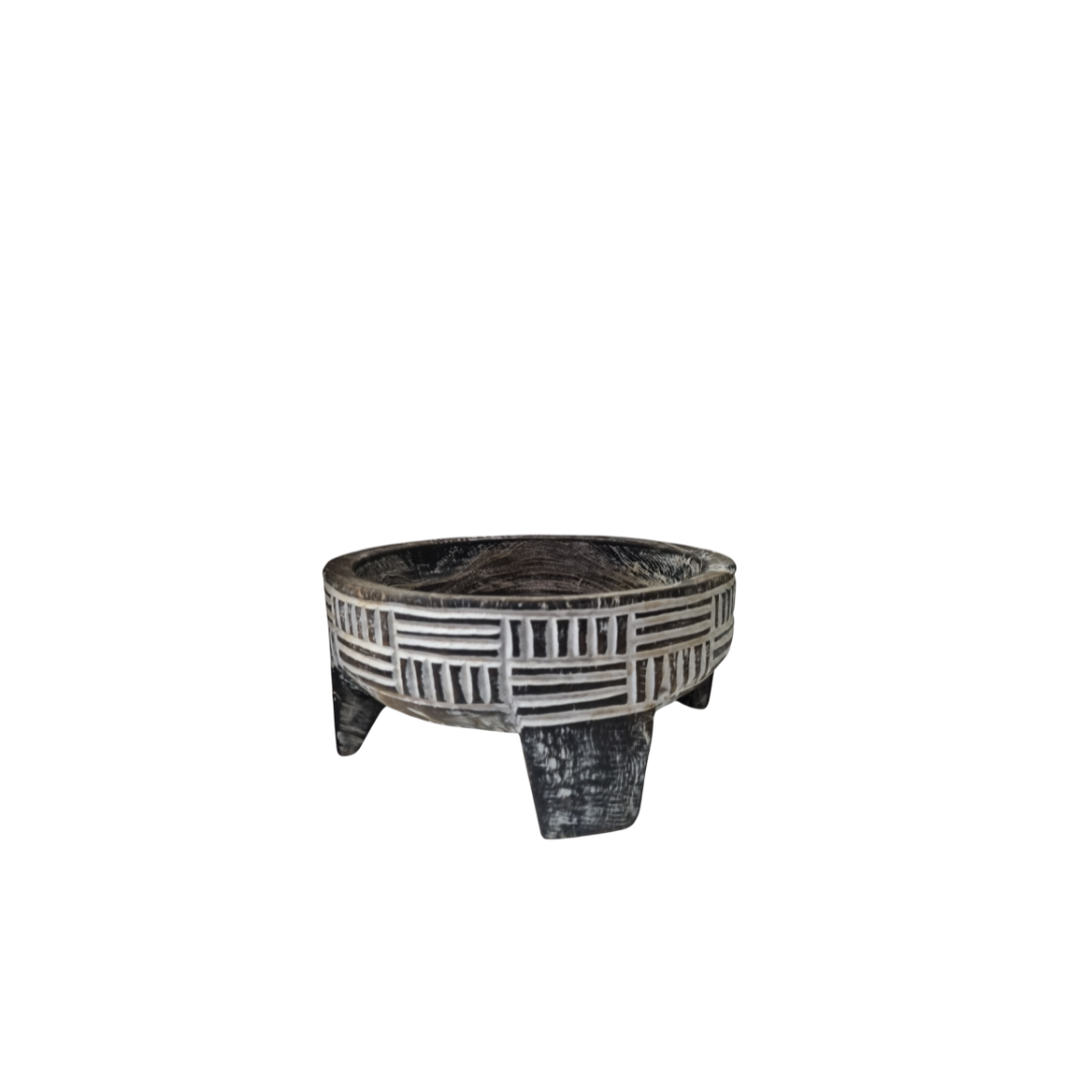 Rustic Tribal Teak Grinding Bowl