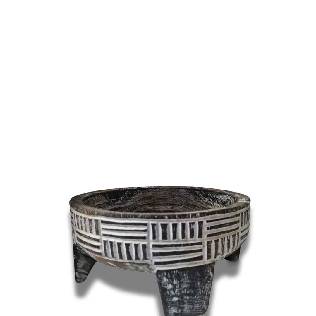 Rustic Tribal Teak Grinding Bowl