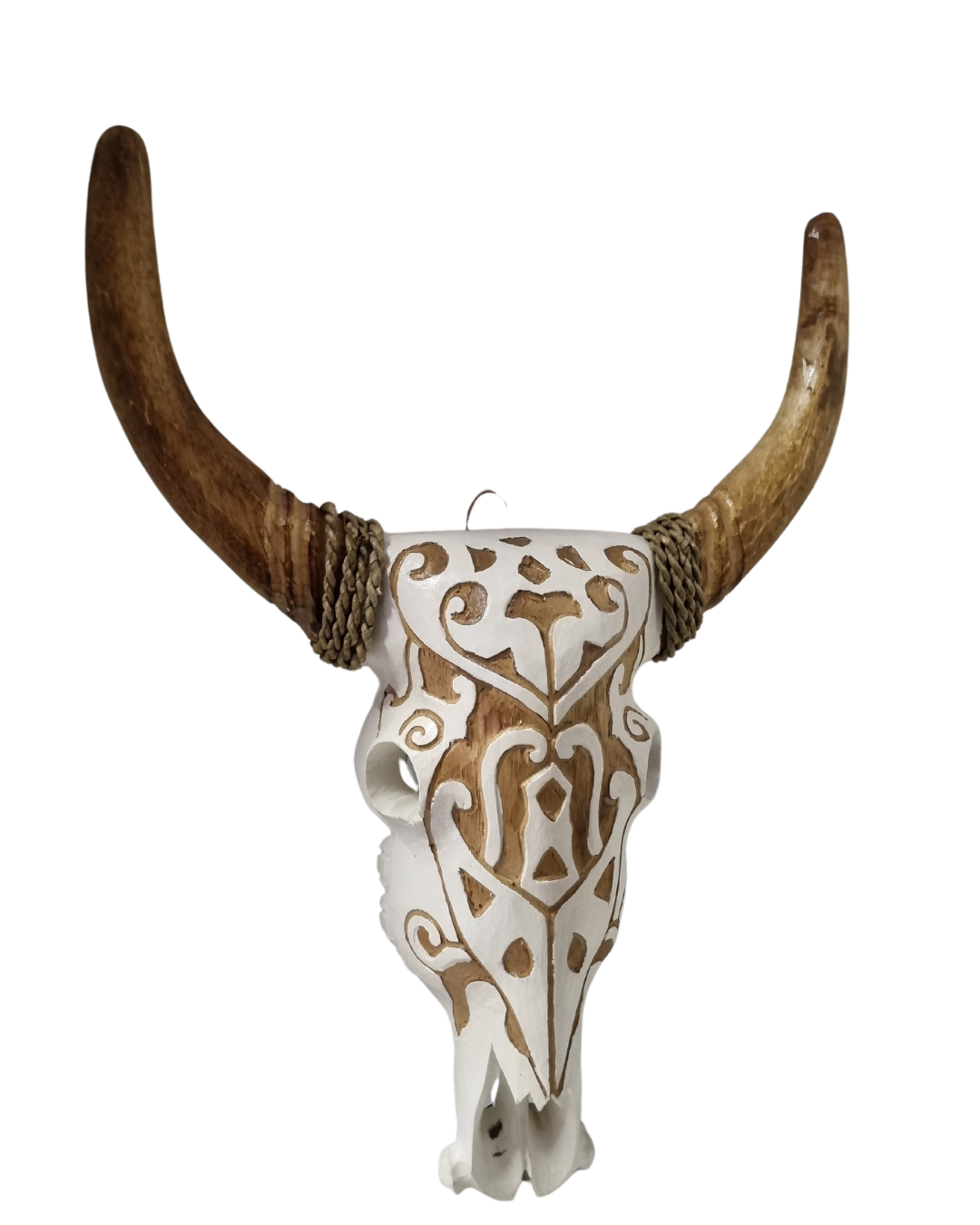 Rustic Wooden Bull Skull 