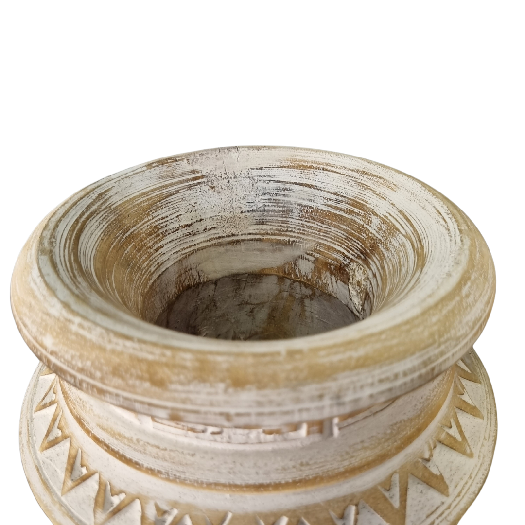 Exquisite Hand Carved Wooden Vase