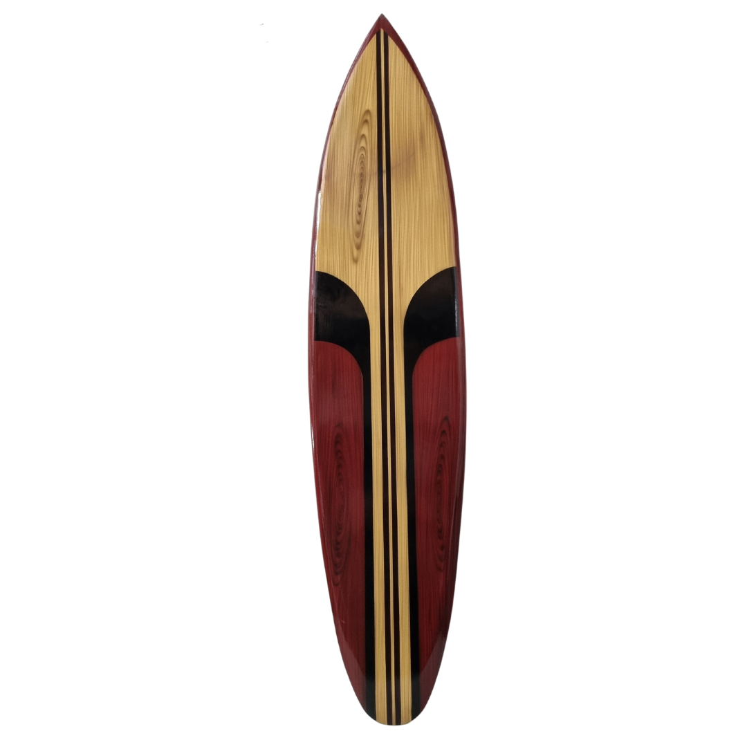 Retro Brown surboard wall artwork on a white back wall