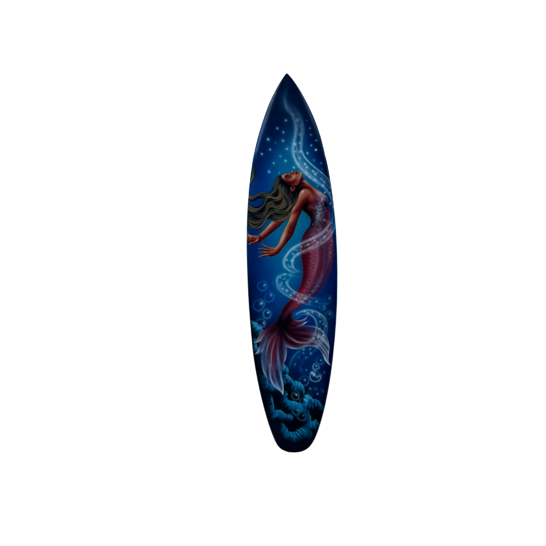 Surfboard Mermaid Wall Art – Ocean Theme Beach Home Decor