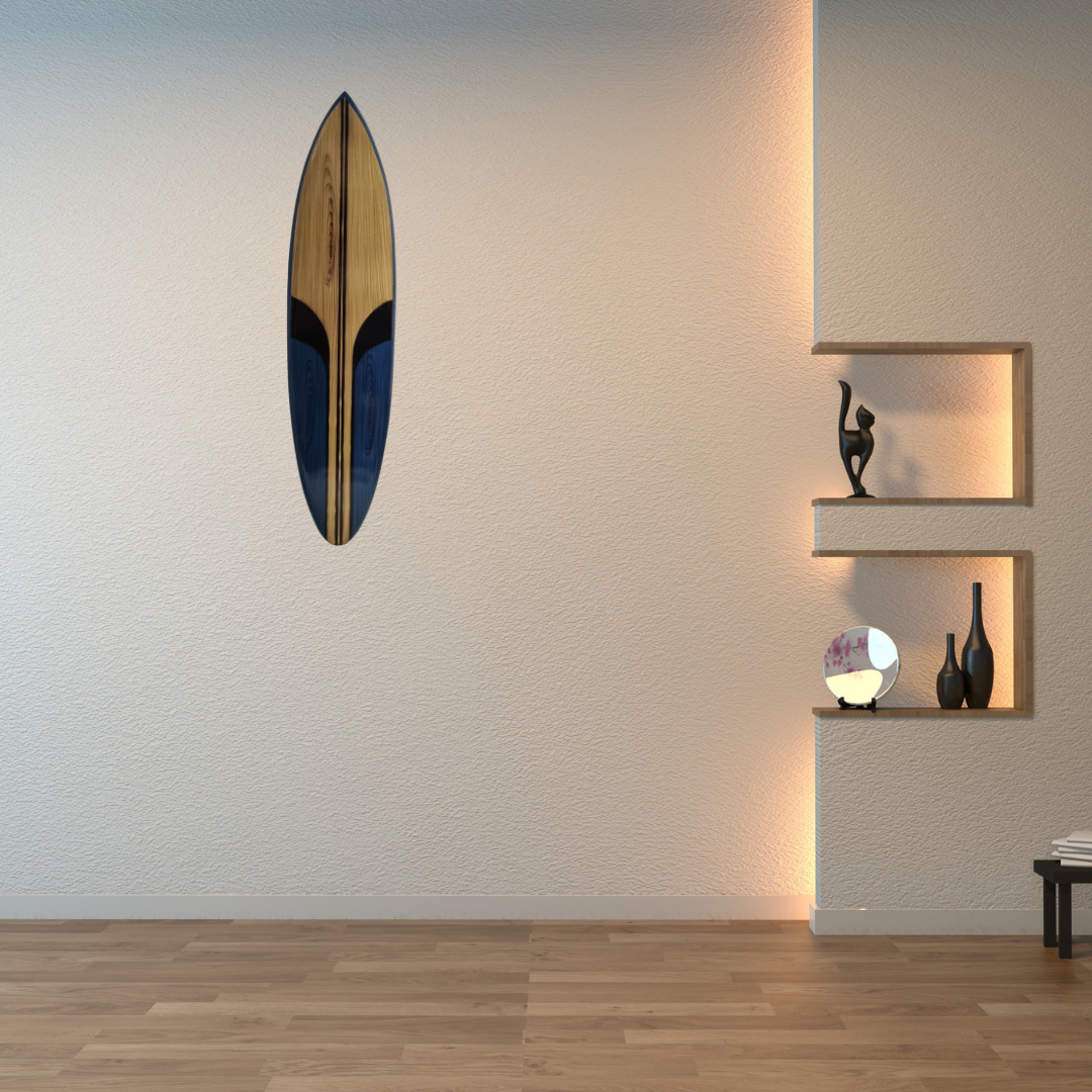 Surfboard Wall Art Blue Tones 100CM