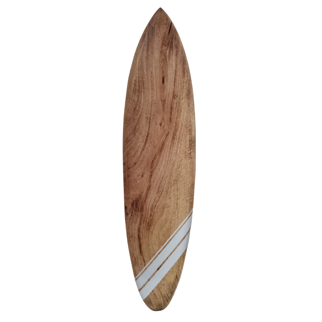 Vivid White Strip Surf Board Wall Art