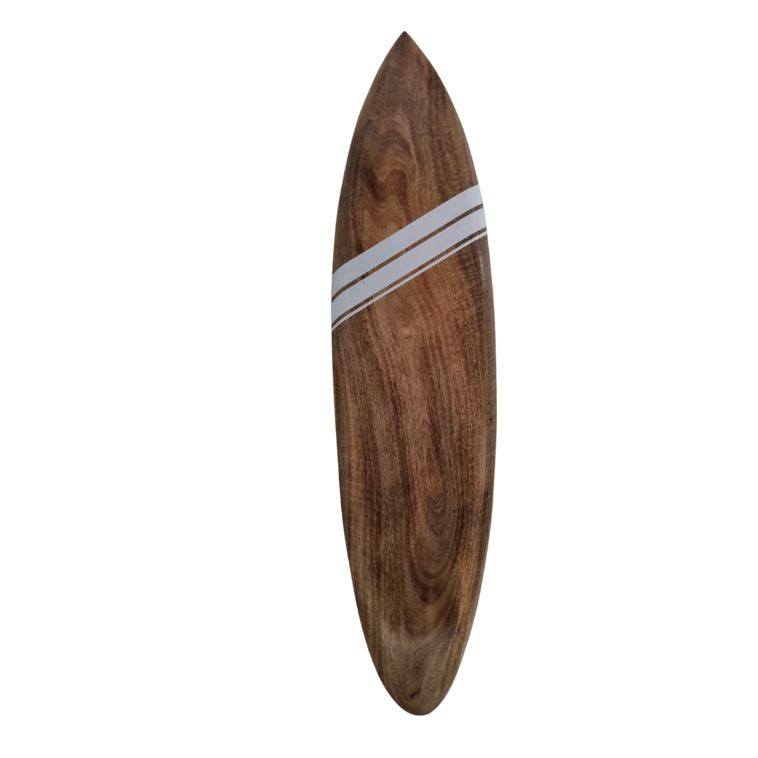 Vivid White Strip Surf Board Wall Art