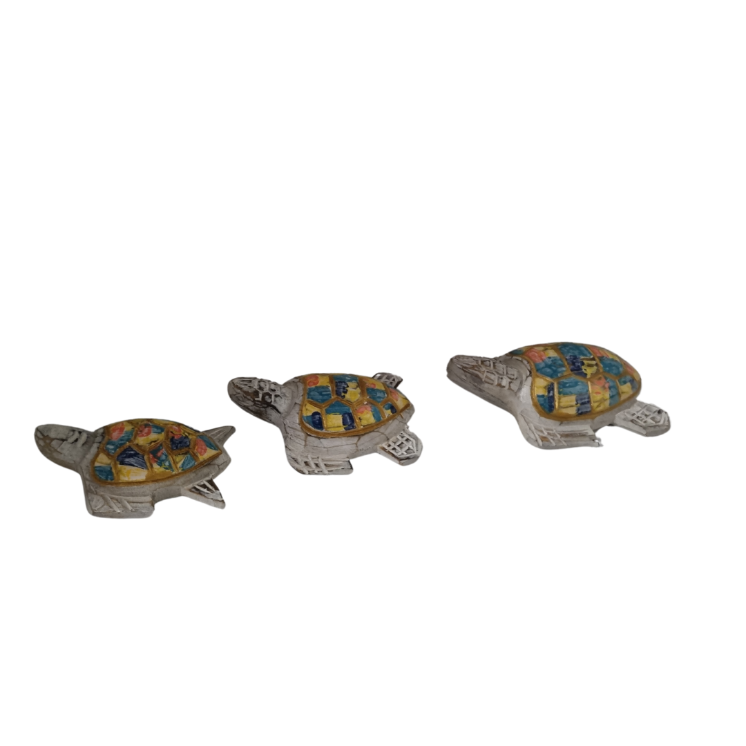 Tropical Style Wooden Turtles Multi Colour