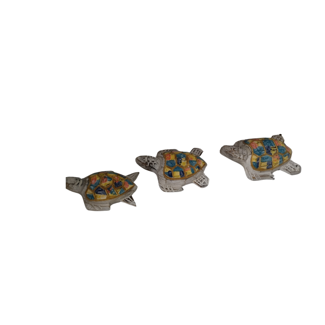 Tropical Style Wooden Turtles Multi Colour
