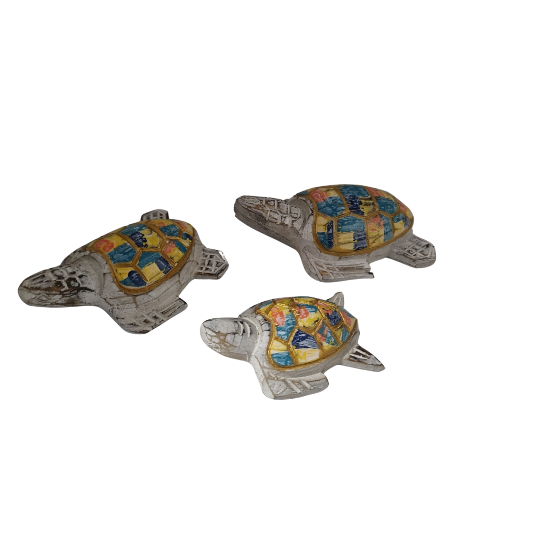 Tropical Style Wooden Turtles Multi Colour