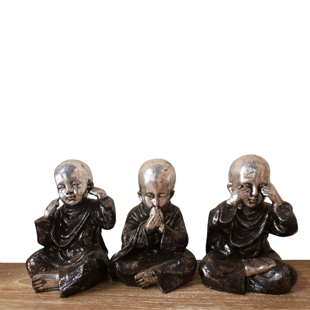 Three Wise Buddha Statues black