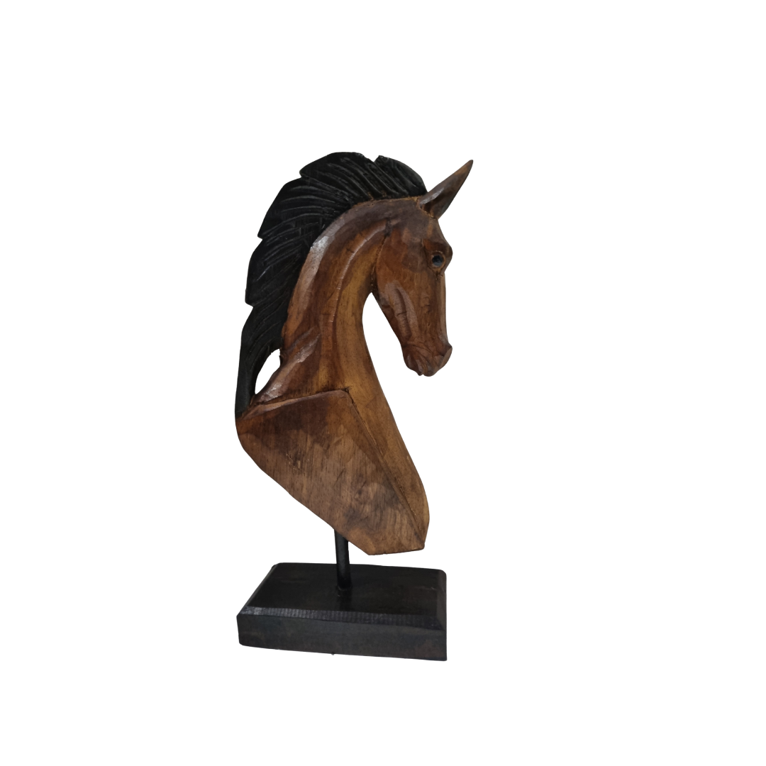 Timeless Wooden Horse Carvings handcrafted solid wood sculptures on stands