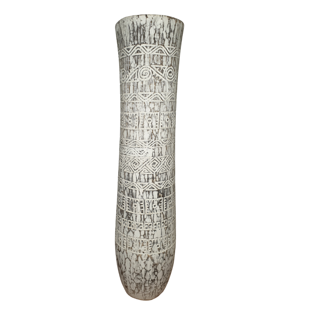 wooden carved coco tree artwork set on a white back ground