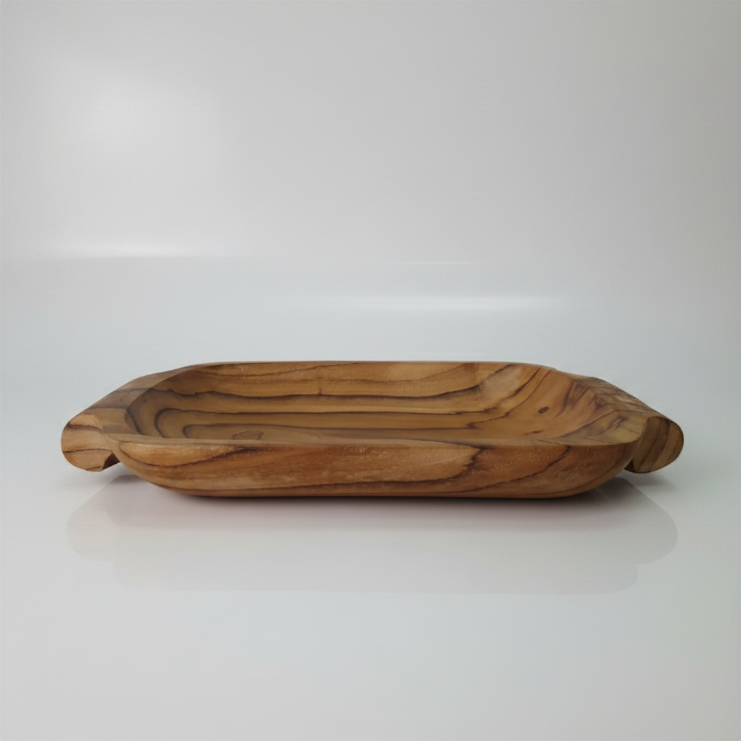 natural wood grain and curved handles, on a white background 
