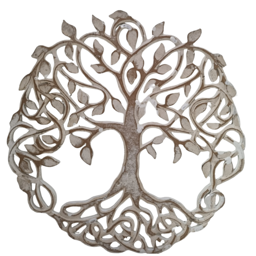 Decorative tree of life wall art on a white background