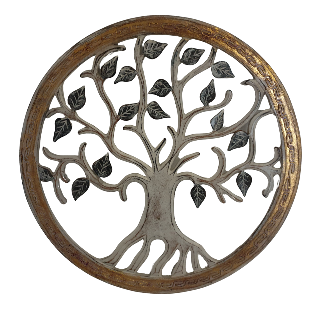 Decorative wall art with tree design on a white background