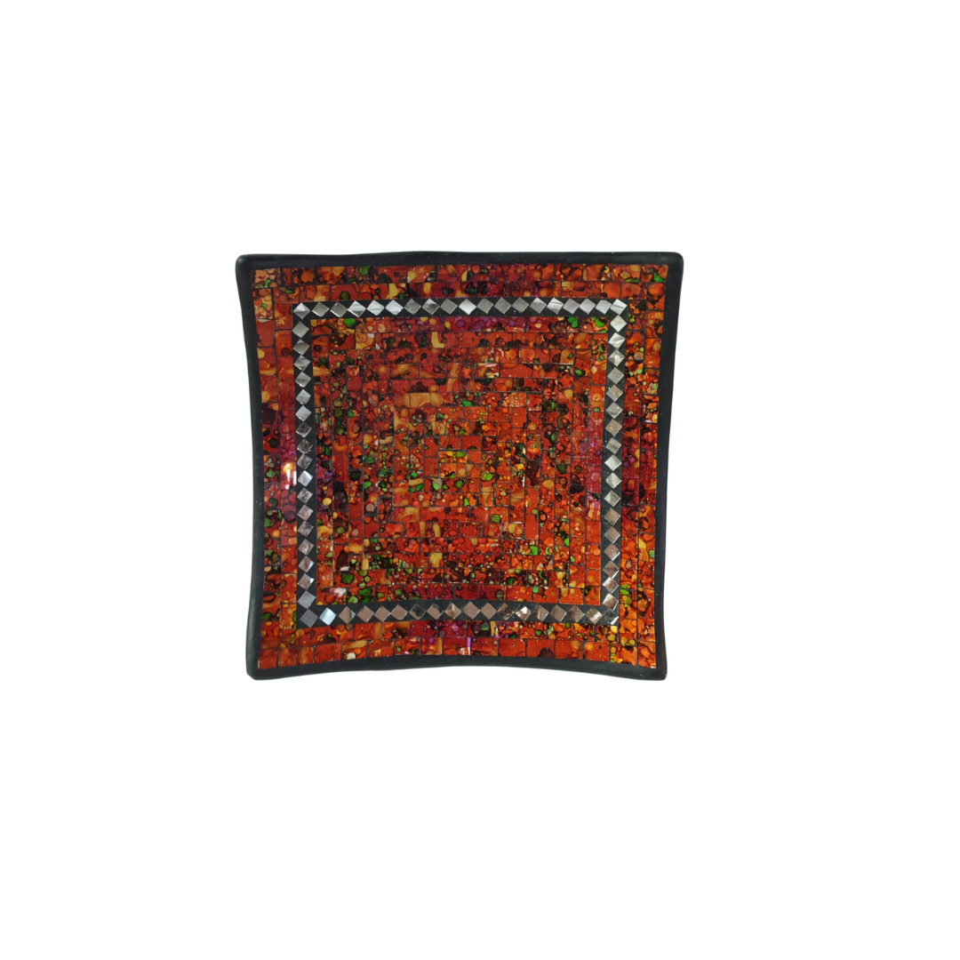 Tangerine Mosaic Square Bowls