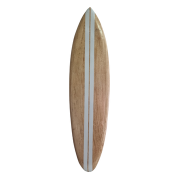 Surfboard Wall Art – White Stripe Wooden Coastal Décor