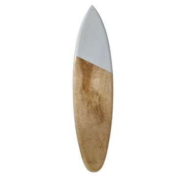 Surfboard Wall Art – White Stripe Wooden Coastal Décor