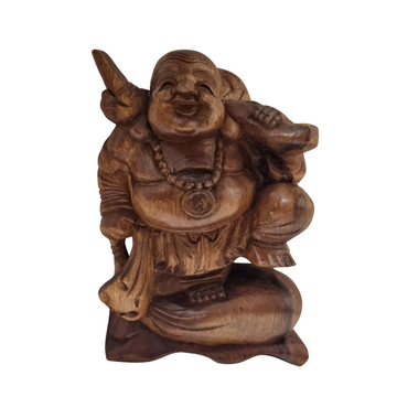 Laughing Buddha Wooden Statue