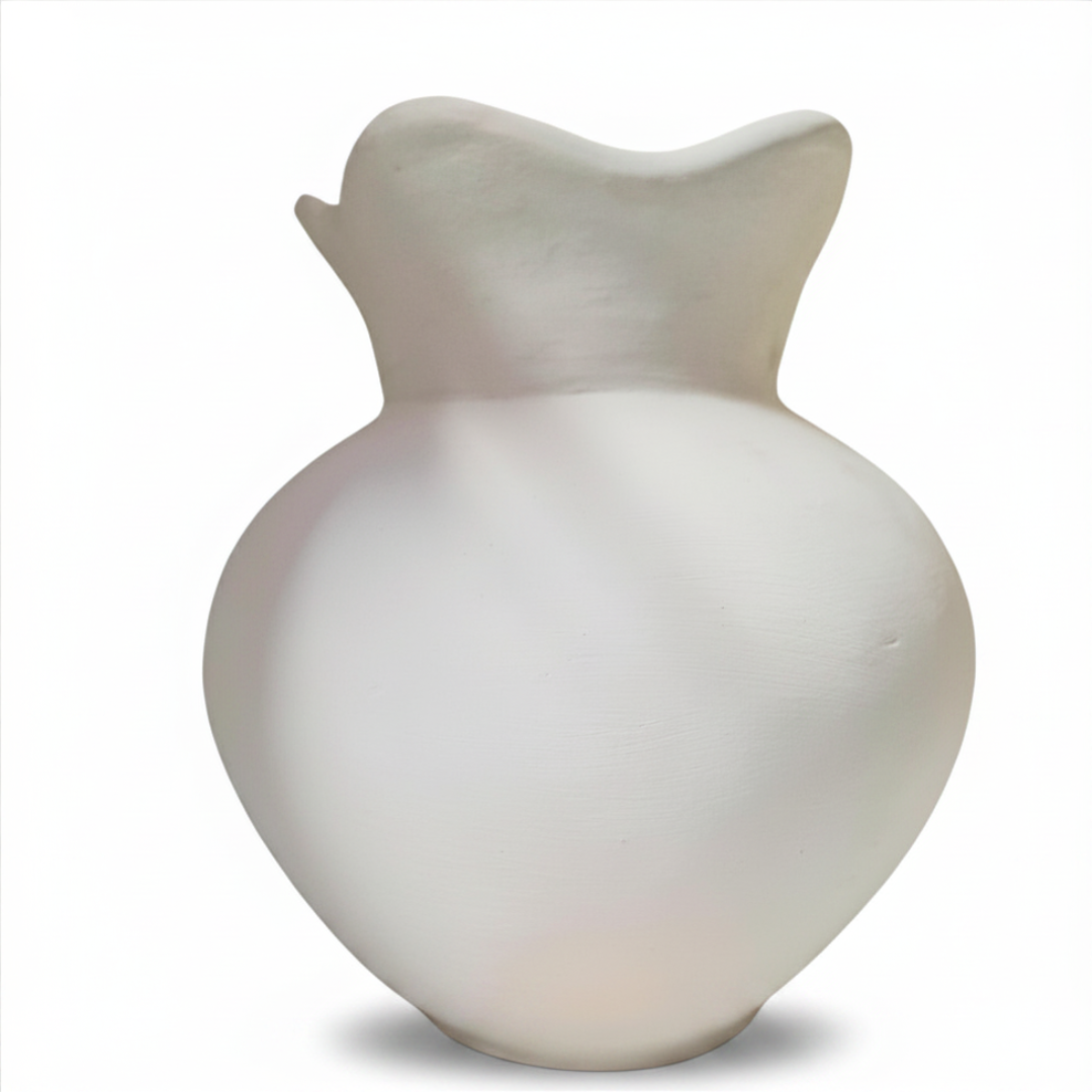 White Harmony Terracotta Vase – front view on a white background