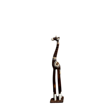 100cm wooden giraffe statue set on a white background