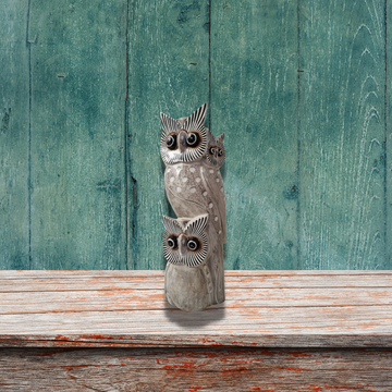 Wooden Carved Owl Statues