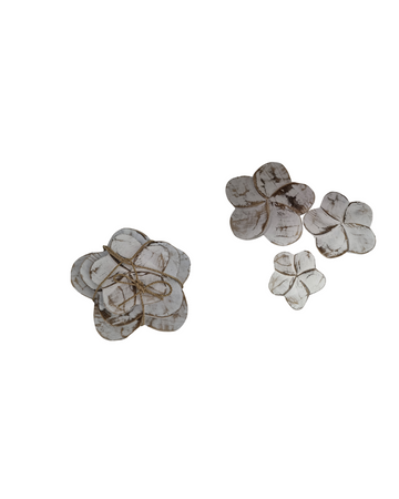 Wooden Daisy Flower Bundles Set of 3 – whitewash finish, small medium and large sizes, handcrafted wood