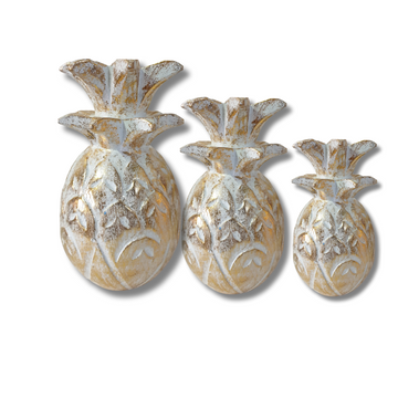 Wooden Pineapple Décor – Gold, Silver, or White Wash Finish