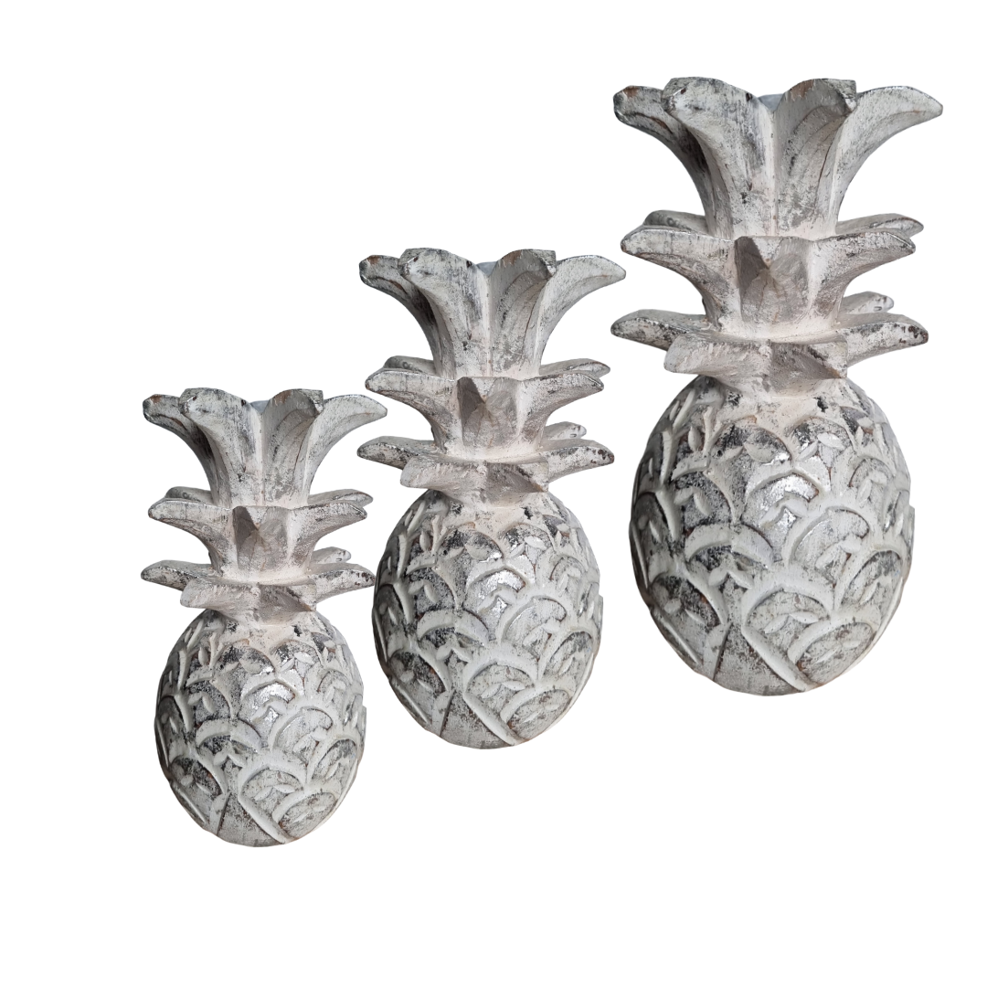 Wooden Pineapple Décor – Silver