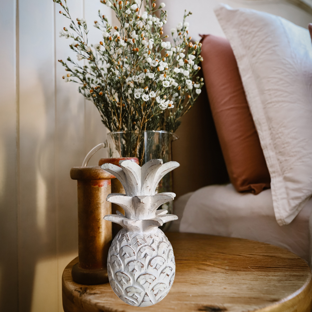 Wooden Pineapple Décor – white