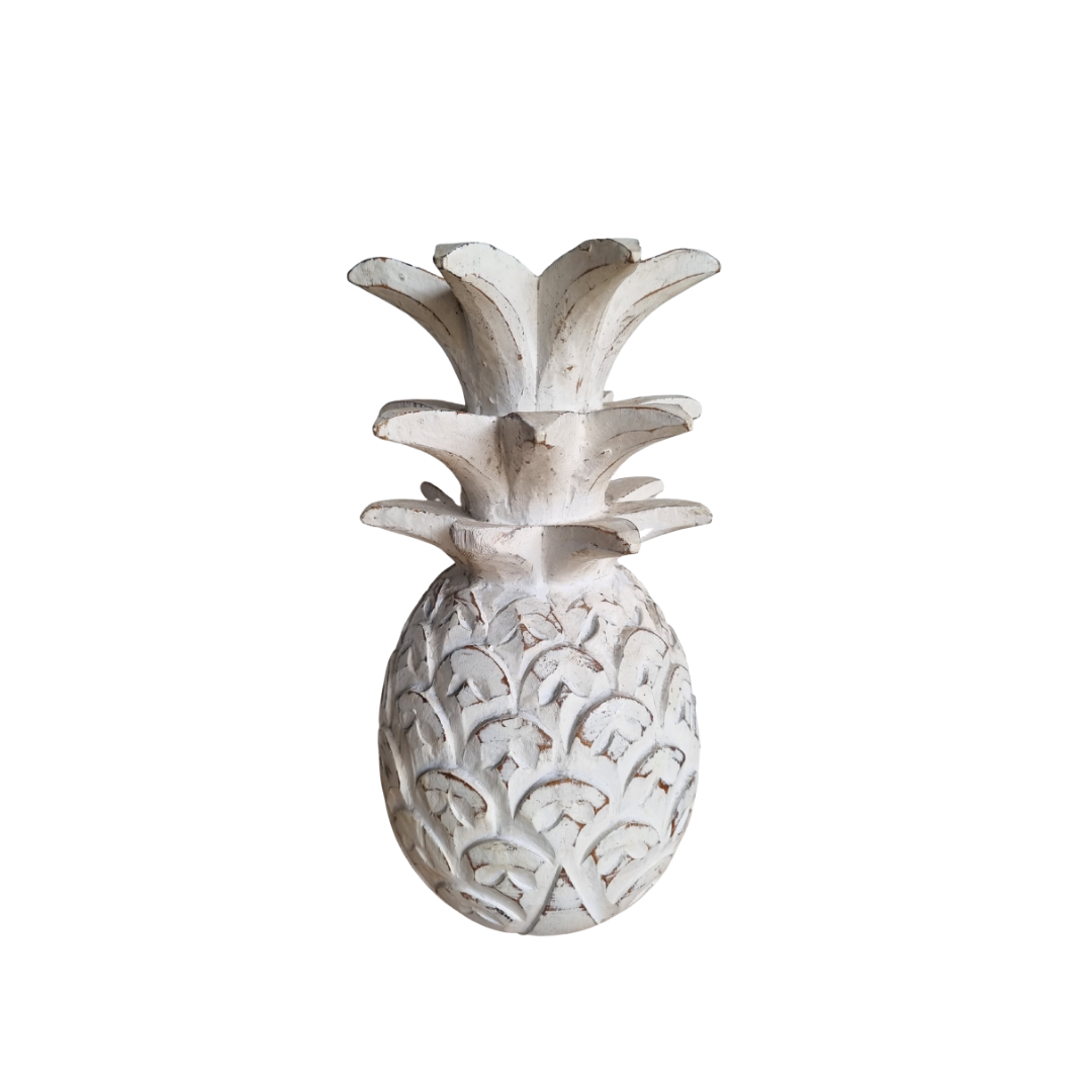 Wooden Pineapple Décor – white