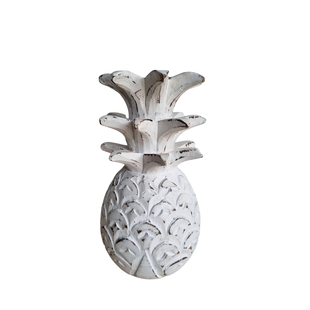 Wooden Pineapple Décor – white