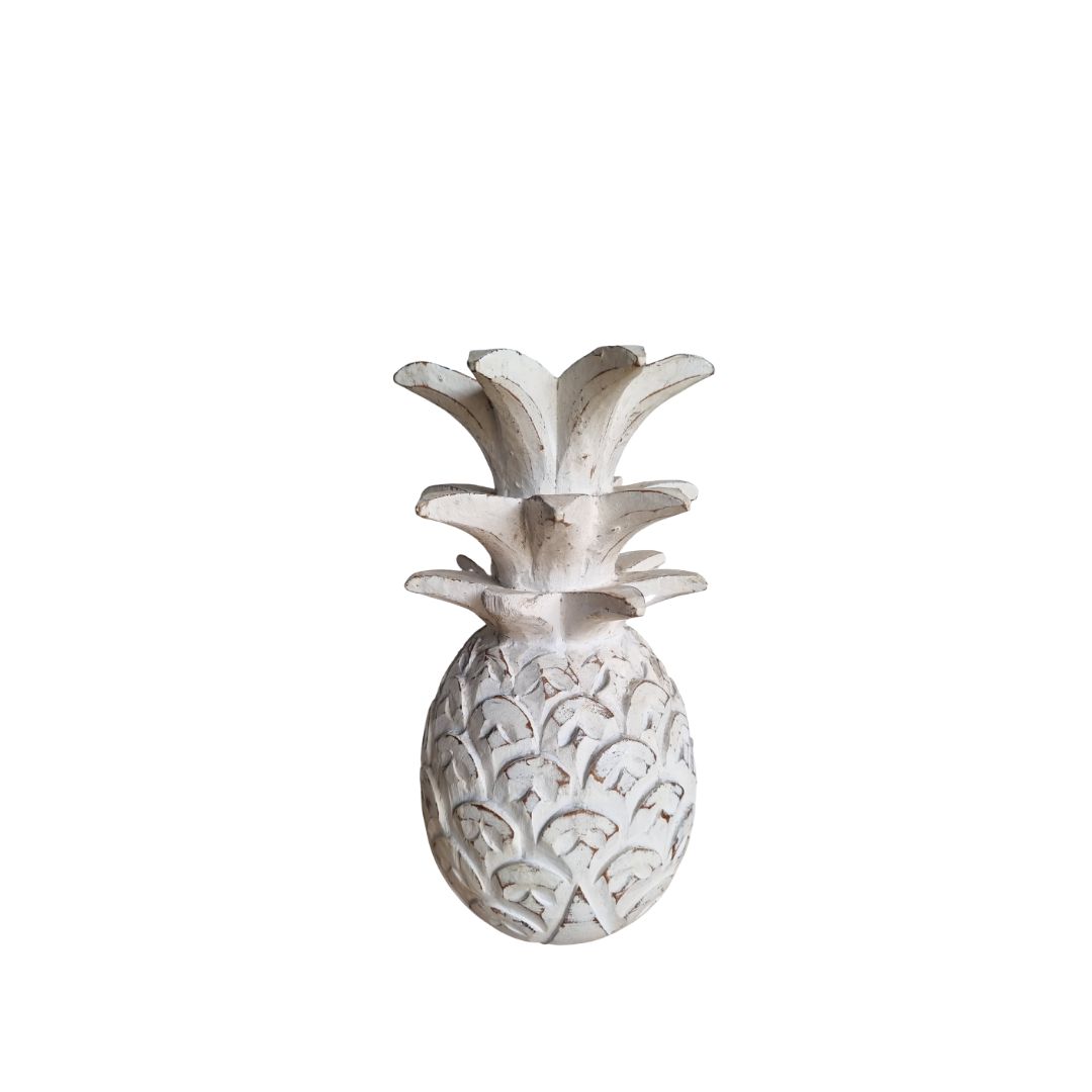 Wooden Pineapple Décor – white